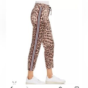 MOTHER The Lounger Leopard Print Ankle Track Pants